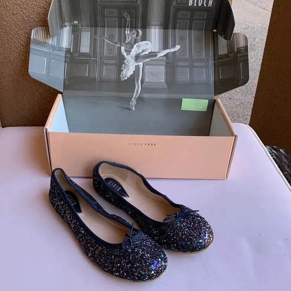 Bloch Navy sparkle ballet dress shoes size 3.5 - Picture 3 of 12